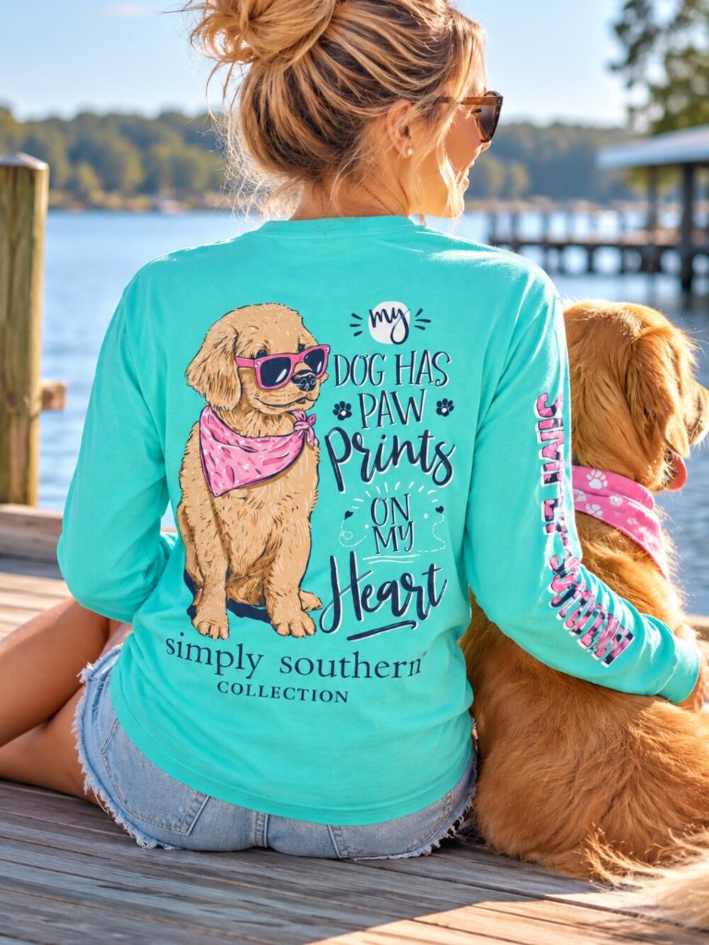 Simply Southern Dog Paw Prints Long Sleeve Tee M